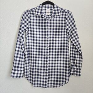 J. Crew Factory Boy Fit 100% Cotton Gingham Long Sleeve Button Down Size XXS